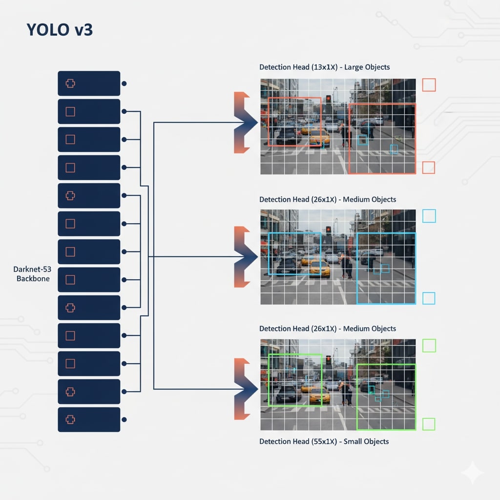 YOLO v3+ Multi-Scale Detection Sistemi